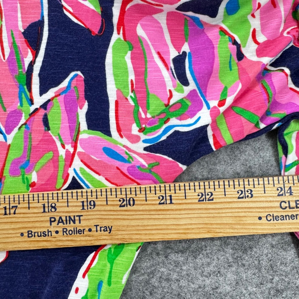 Lilly Pulitzer Cara In the Vias Mini Dress Size Small Pink Navy Palm Leaf Beach - Picture 7 of 10